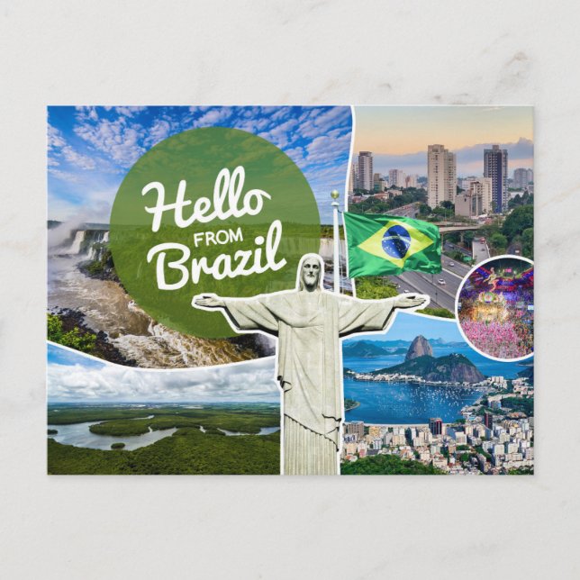 Hello From Brazil Postcard Postkarte (Vorderseite)