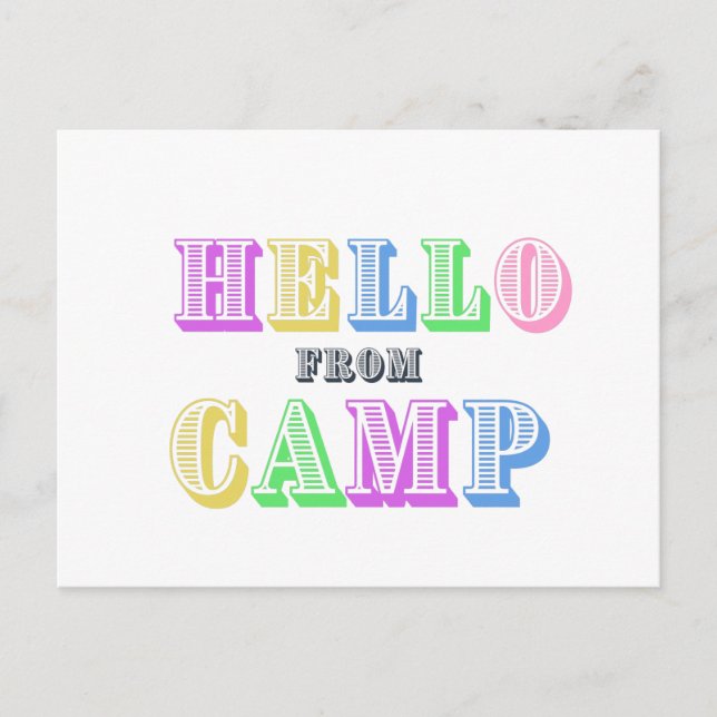 Hello From Camp Postcard Postkarte (Vorderseite)