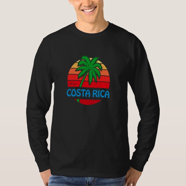 Hello From Costa Rica Palm Tree Beach T-Shirt (Vorderseite)