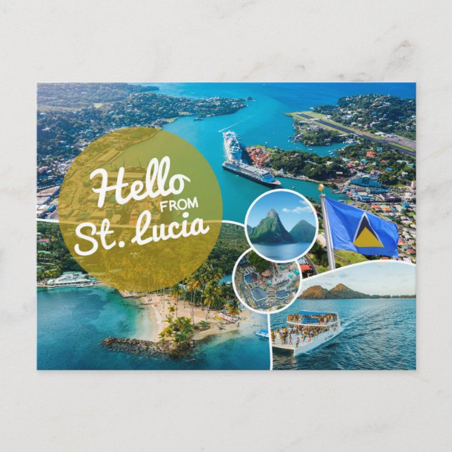 Hello From Saint Lucia Postcard Postkarte (Vorderseite)