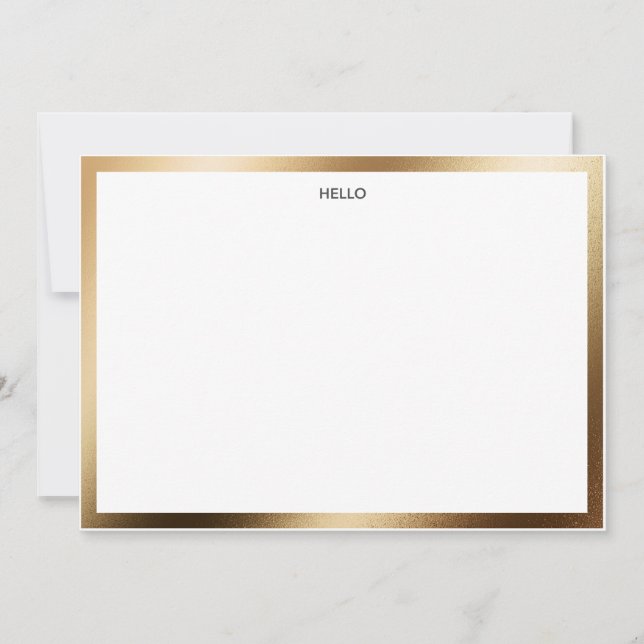 Hello Gold Border Notecard Mitteilungskarte (Vorderseite)