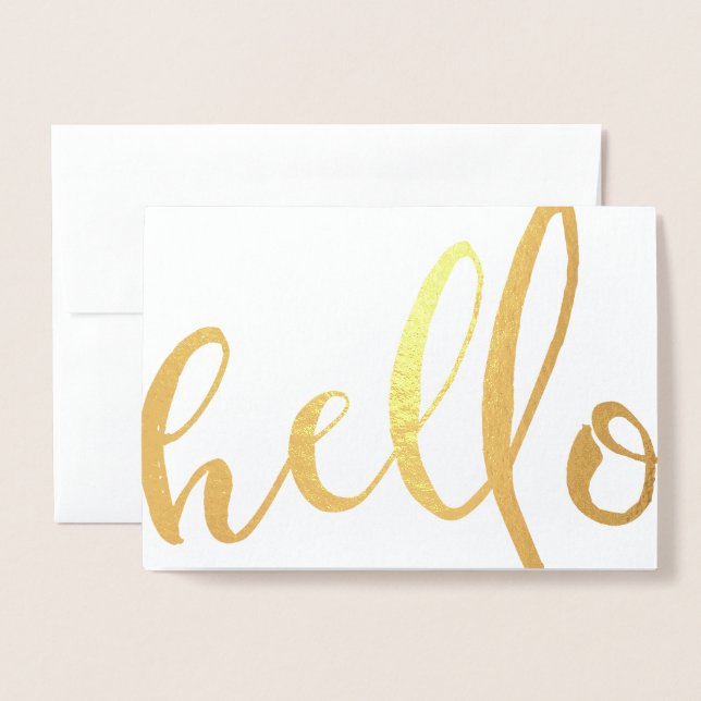 Hello Gold Foil Script Folienkarte (Vorderseite mit Umschlag)