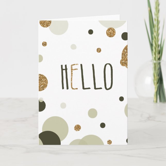 Hello Gold Imitate Glitzer Dots Karte (Vorderseite)
