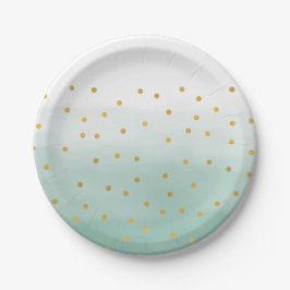 Hello Gold Mint Confetti Ombre Pappteller