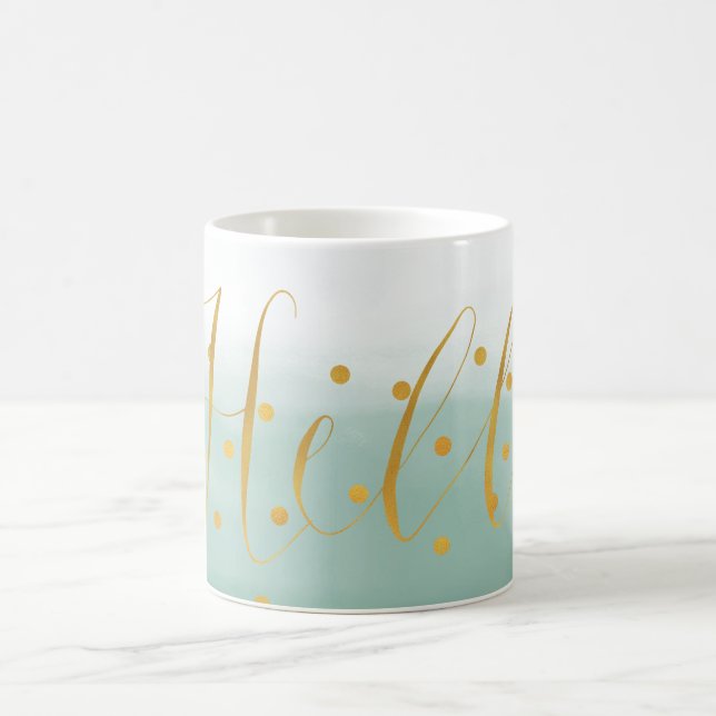 Hello Gold Mint Confetti Ombre Tasse (Mittel)