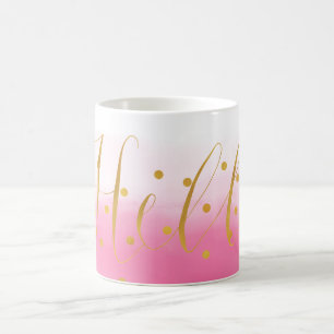 Hello Gold Pink Confetti Ombre Tasse