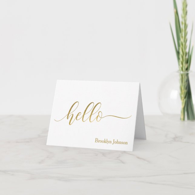 "Hello" Goldtypografie Name Personalisiert (Vorderseite)