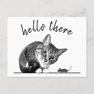 Hello & Goodbye Cat and Mouse niedliche lustige Ka Postkarte