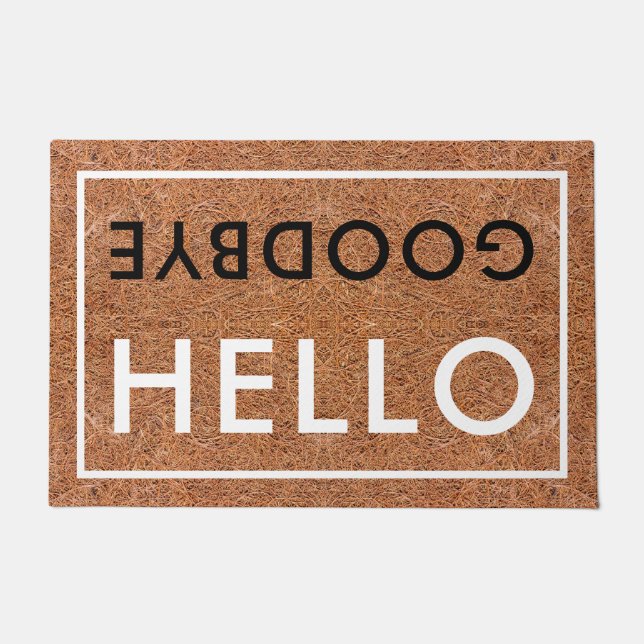 Hello Goodbye Typografy Welcome Coir Fußmatte (Vorderseite)