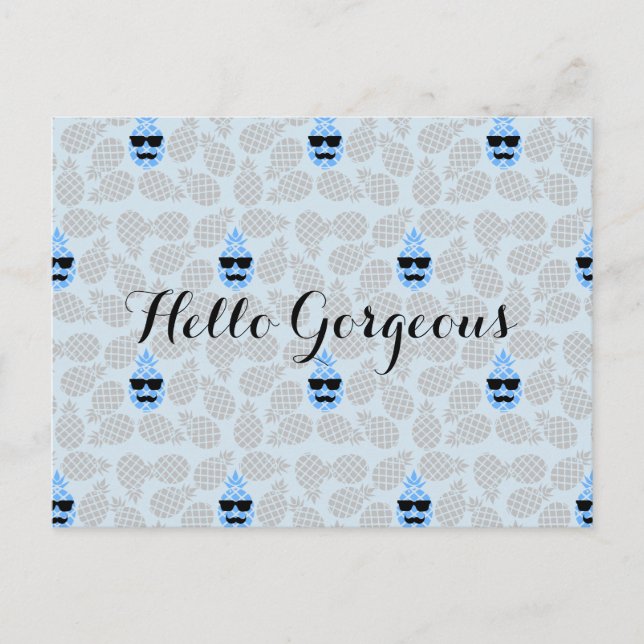 "Hello Gorgeous" Ananas Postkarte (Vorderseite)