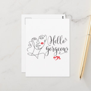 Hello Gorgeous Face Illustration Postkarte