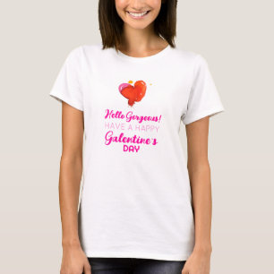 Hello Gorgeous Niedlich Red Heart Galentine Typogr T-Shirt