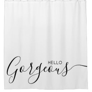 Hello Gorgeous White Black Modern Duschvorhang