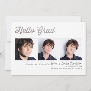 Hello Grad Silver Foil 3 Foto Abschluss Einladung