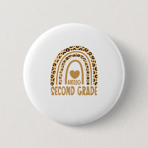 Hello Grade-Leopard Rainbow-Back to School Button