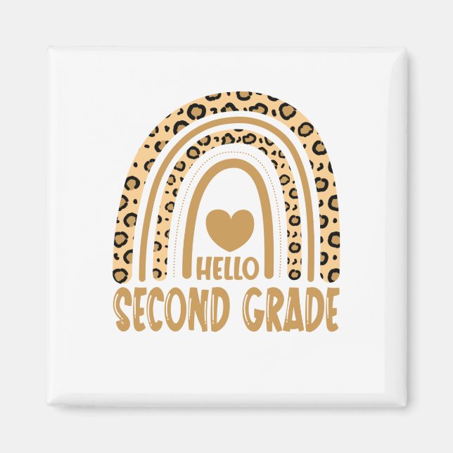 Hello Grade-Leopard Rainbow-Back to School Magnet (Vorne)