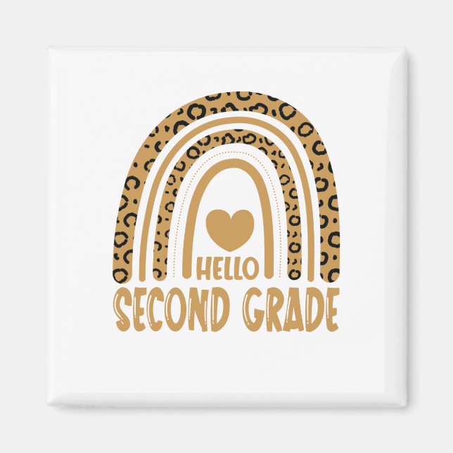 Hello Grade-Leopard Rainbow-Back to School Magnet (Vorne)