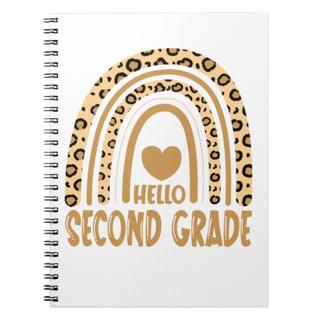 Hello Grade-Leopard Rainbow-Back to School Notizblock (Vorderseite)