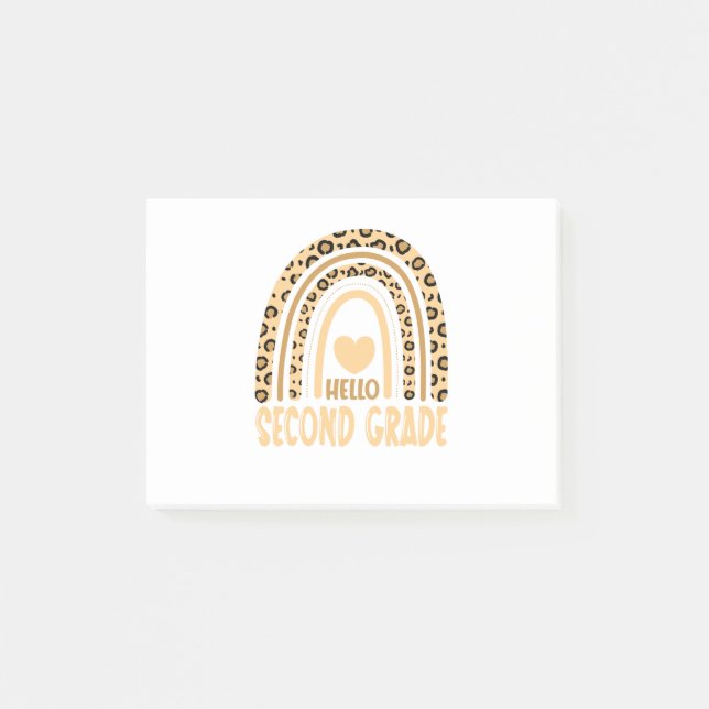 Hello Grade-Leopard Rainbow-Back to School Post-it Klebezettel (Vorderseite)