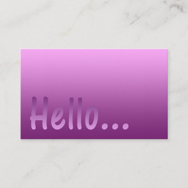 Hello Gradient One Color Pink mit benutzerdefinier Visitenkarte (Vorderseite)