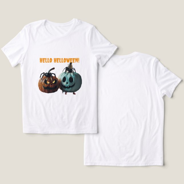 HELLO HALLOWEEN T-Shirt Tri-Blend Shirt (Design Vorderseite & Rückseite)