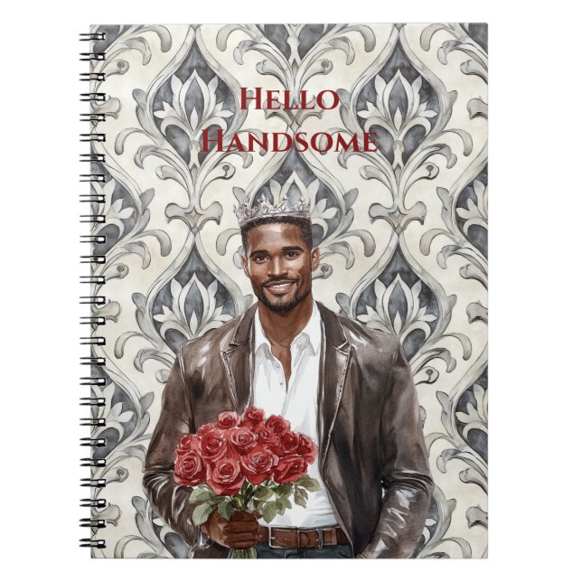 Hello Handsome Black Man Royal Romantic Red Roses Notizblock (Vorderseite)