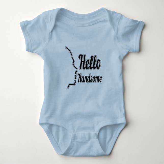 Hello Handsome Face Profile Kontur Boy Baby Strampler (Vorderseite)