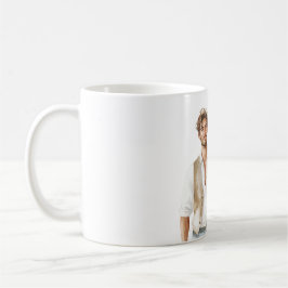 Hello Handsome Man White Shirt Cream Vest Kaffeetasse