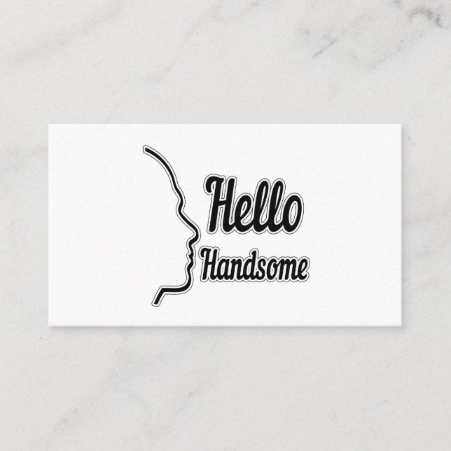 Hello Handsome Profile Face Zeichne Typografie Visitenkarte (Vorderseite)