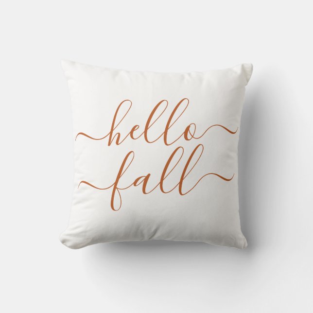 Hello Herbst Orange Script Bio Kissen (Vorderseite)