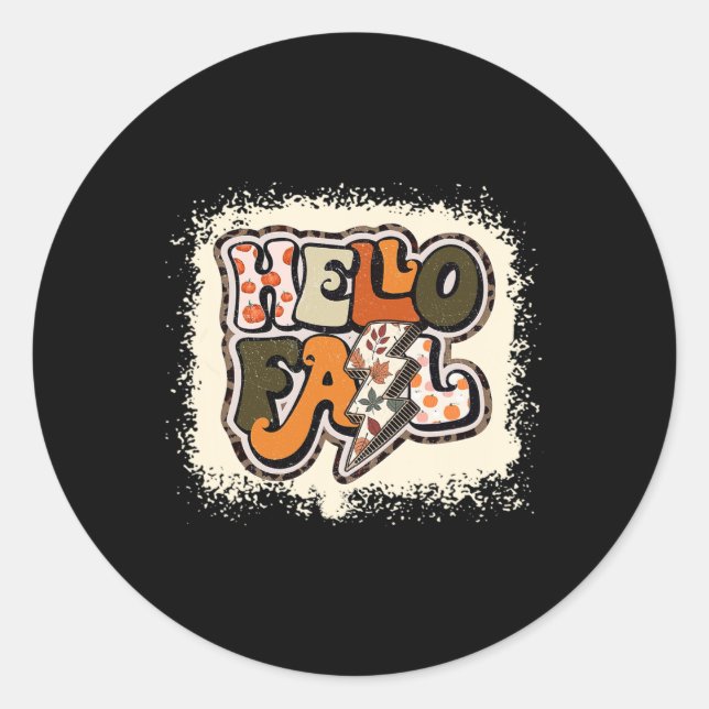 Hello Herbst Vibes Retro Groovy Runder Aufkleber (Vorderseite)