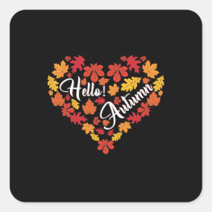 Hello Herbsttypografie-Shirt Quadratischer Aufkleber