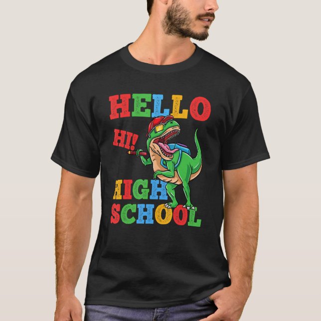 Hello High School Rex Dinosaur Back To School Boys T-Shirt (Vorderseite)
