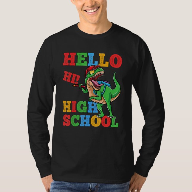 Hello High School Rex Dinosaur Back To School Boys T-Shirt (Vorderseite)