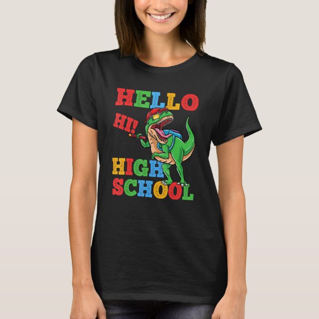 Hello High School Rex Dinosaur Back To School Boys T-Shirt (Vorderseite)