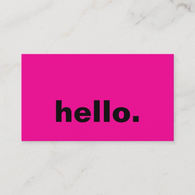Hello Hot Pink Black Typografy Custom Stylish Visitenkarte (Vorderseite)