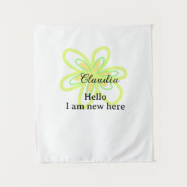 Hello I am new here name yellow green flower kids Wandteppich