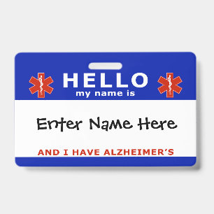 HELLO ich habe Alzheimer-Notfallinformationen Ausweis