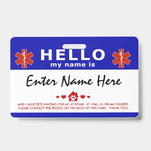 HELLO Ich habe Haustiere gewartet Ausweis (Vorderseite)