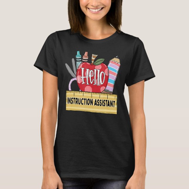 Hello Instruction Assistan Apple Teacher T-Shirt (Vorderseite)