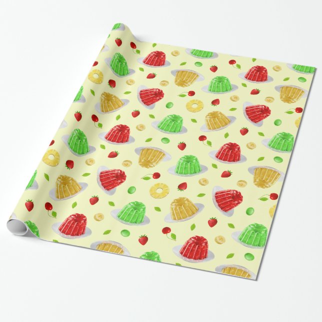Hello Jello Wrapping Paper - auf Gelb Geschenkpapier (Ungerollt)