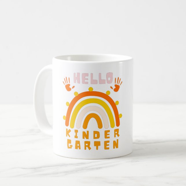 HELLO KINDERGARTEN - COOLER RAINBOW KAFFEETASSE (Vorderseite Links)