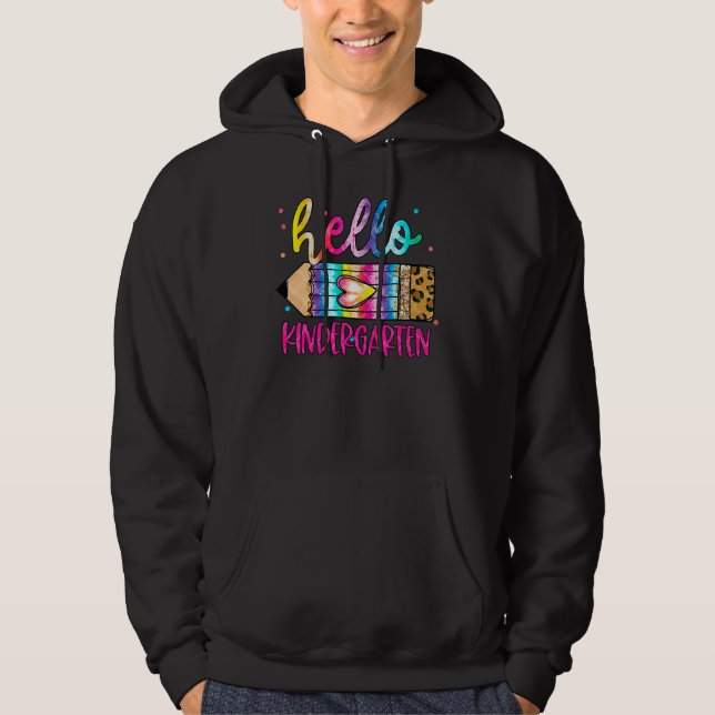 Hello Kindergarten Leopard Tie Dye Pencil   Cute T Hoodie (Vorderseite)