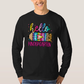 Hello Kindergarten Leopard Tie Dye Pencil  Cute Te T-Shirt