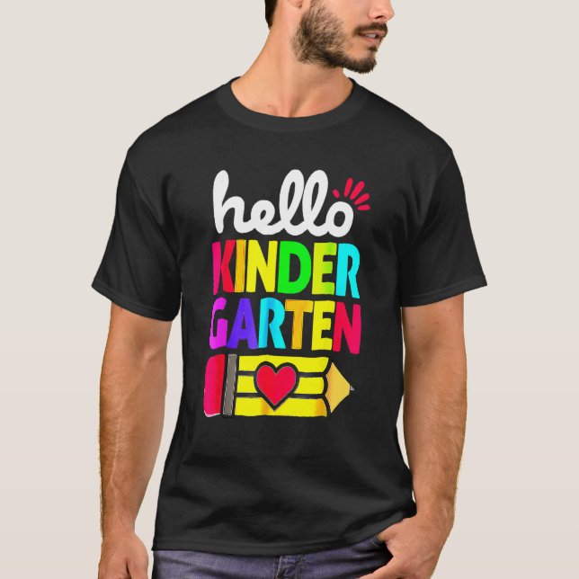Hello Kindergarten Pencil Heart Back To School Tea T-Shirt (Vorderseite)