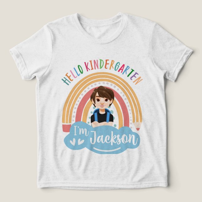 Hello Kindergarten - Personalized Shirt For Boy (Design Vorderseite)