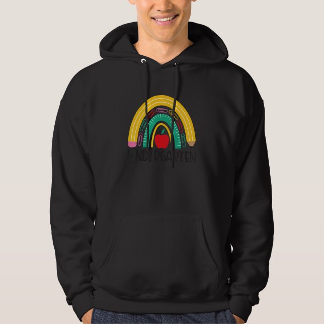 Hello Kindergarten Rainbow Teacher First Day Of Sc Hoodie (Vorderseite)