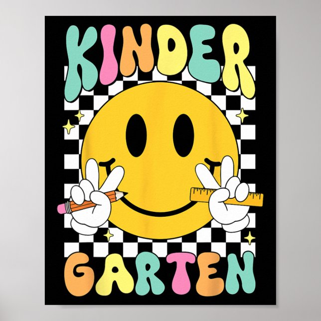Hello Kindergarten Smile Face Back To School Kinde Poster (Vorne)