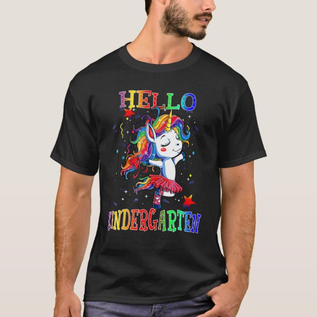 Hello Kindergarten Student Back To Shcool Unicorn  T-Shirt (Vorderseite)