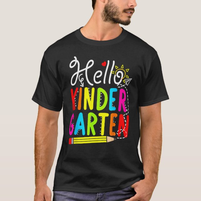 Hello Kindergarten Teacher Student Back To School  T-Shirt (Vorderseite)